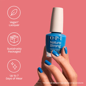 OPI Nature Strong bright blue nail polish applied on nails