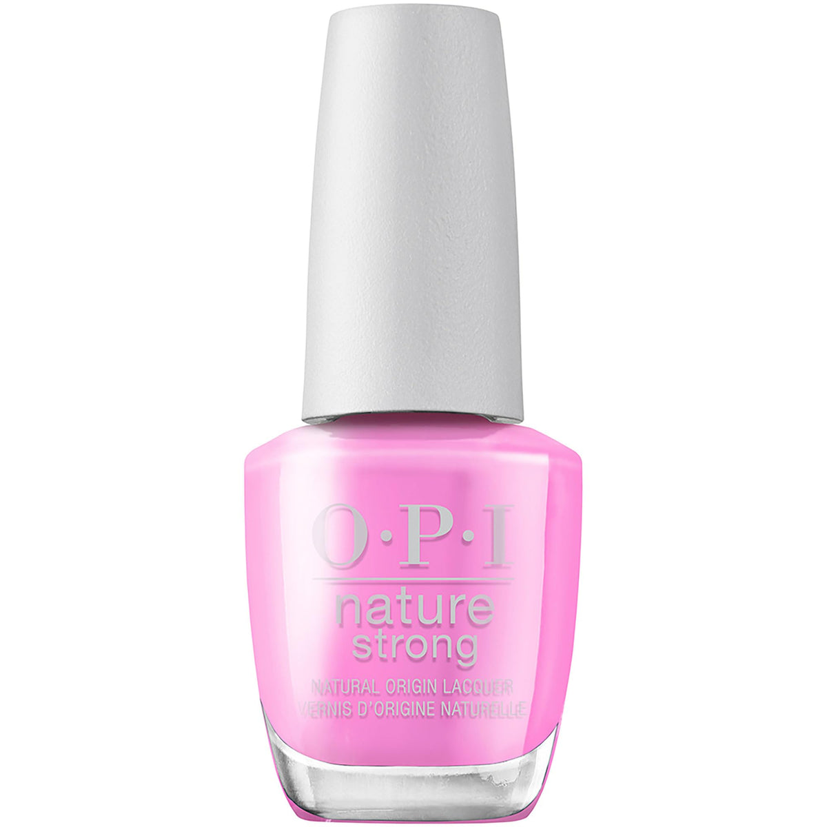 OPI Nature Strong Emflowered bright pink nail polish front view