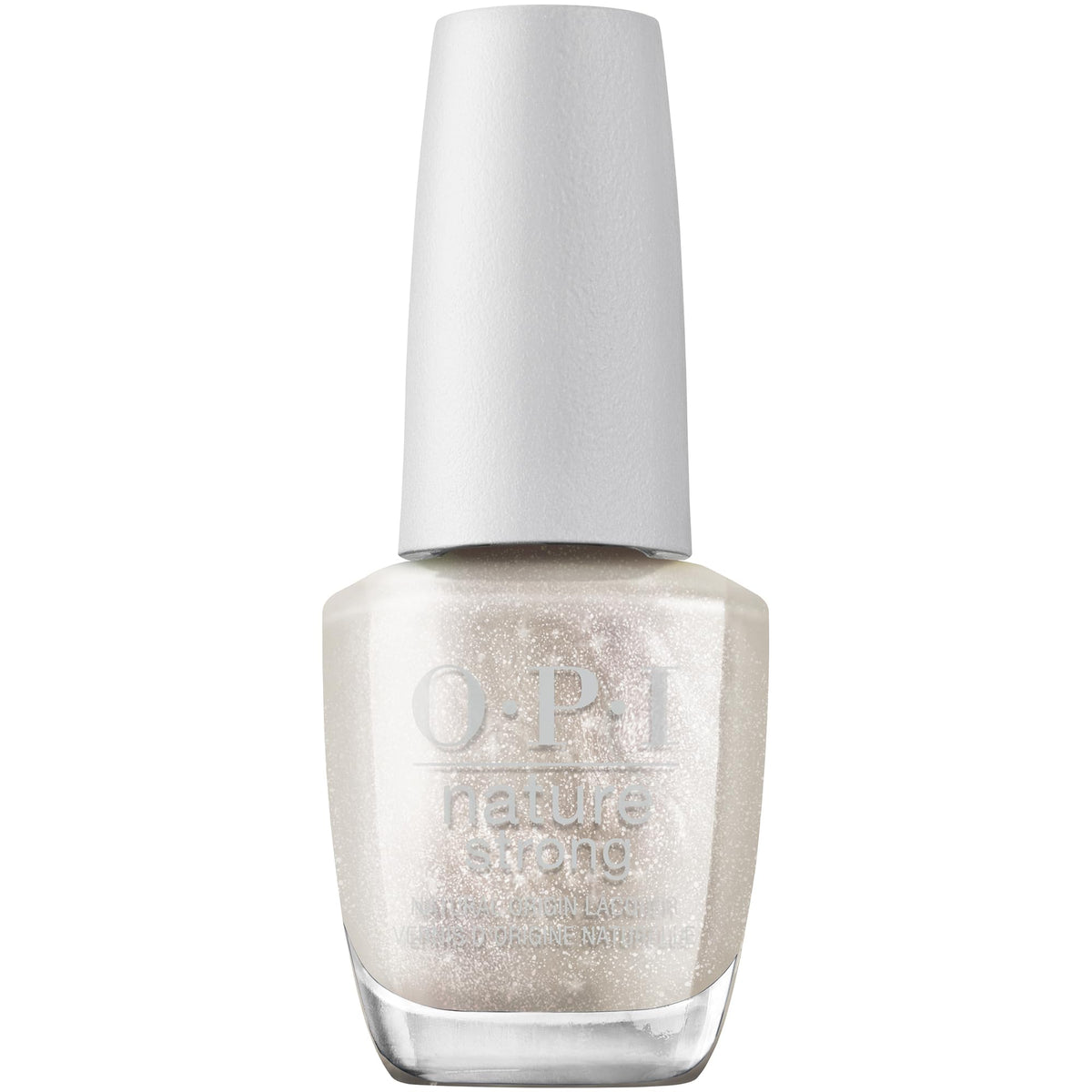 OPI Nature Strong Glowing Places Nail Polish front view with sheer bright gold finish
