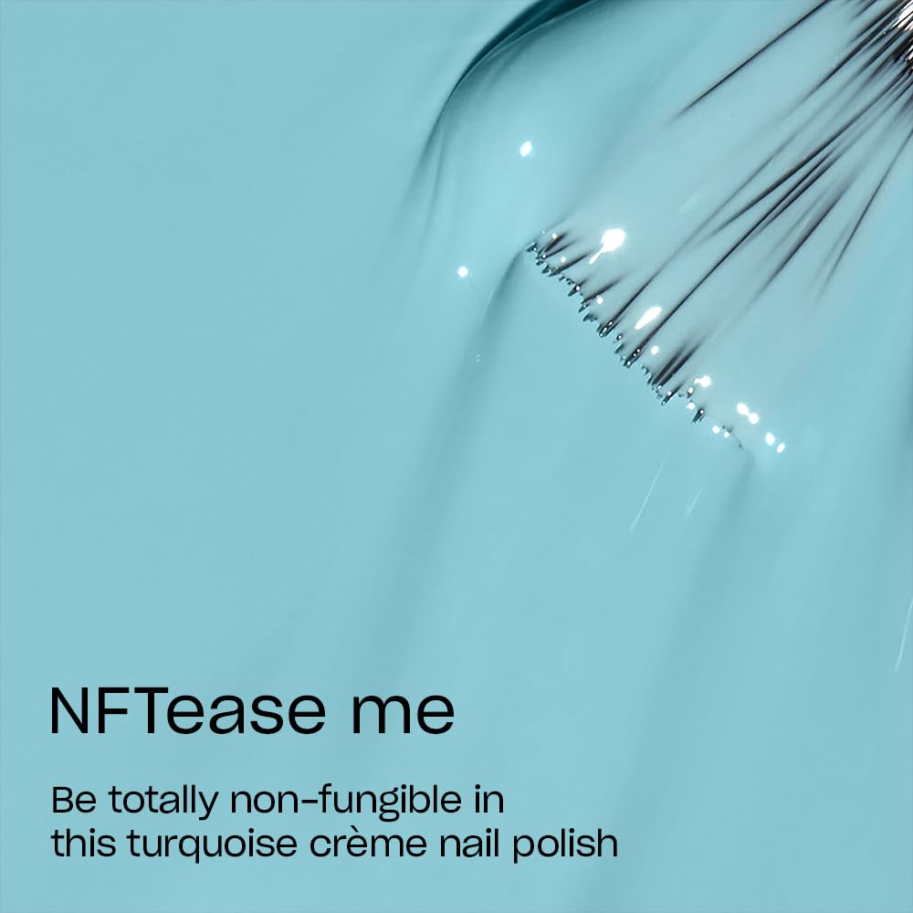 OPI NFTease Me nail polish on a hand with manicured nails