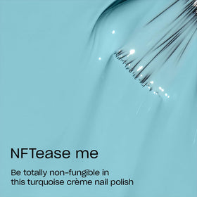 OPI NFTease Me nail polish on a hand with manicured nails