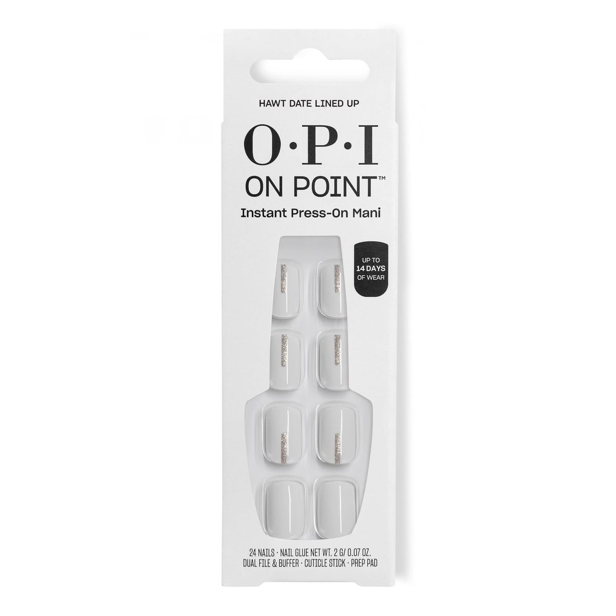 OPI On Point Hawt Date Lined Up press on nails front view