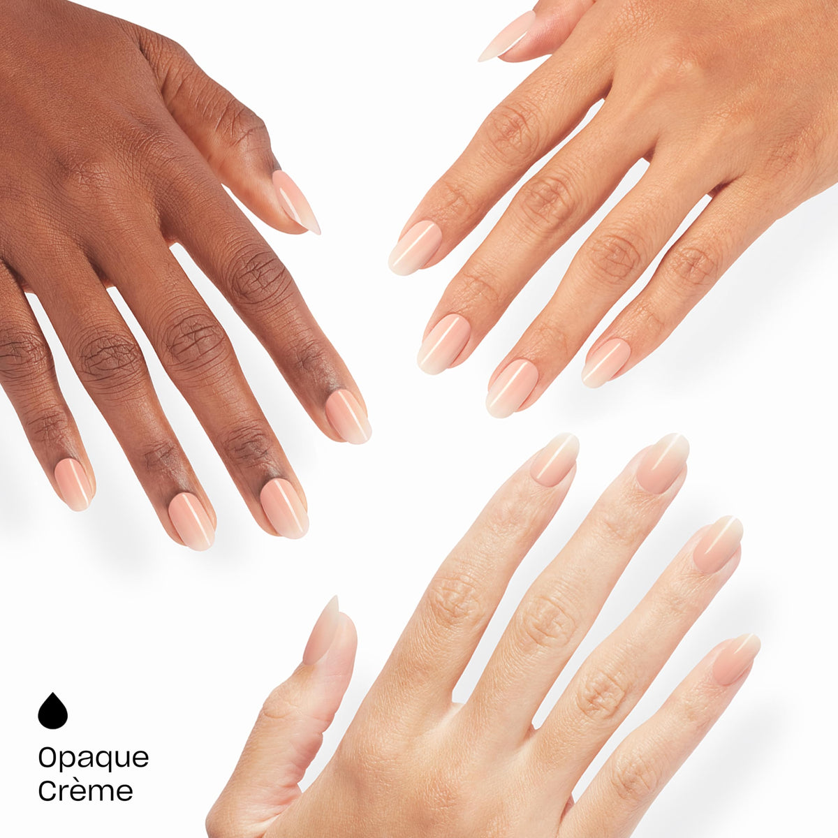 OPI On Point Peach Smoochie nails displayed in various sizes
