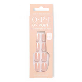 OPI On Point short squoval nude press on nails front view