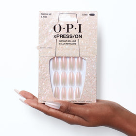 OPI xPRESS/ON Throw Me a Kiss nails showing multiple sizes