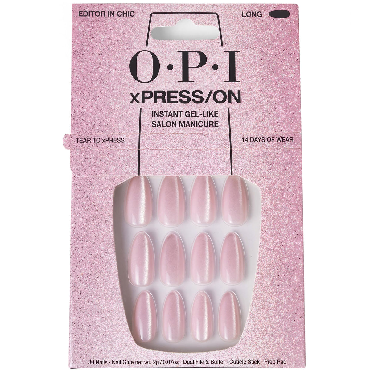 OPI xPRESS/ON Velvet Pink Long Almond Press On Nails front view