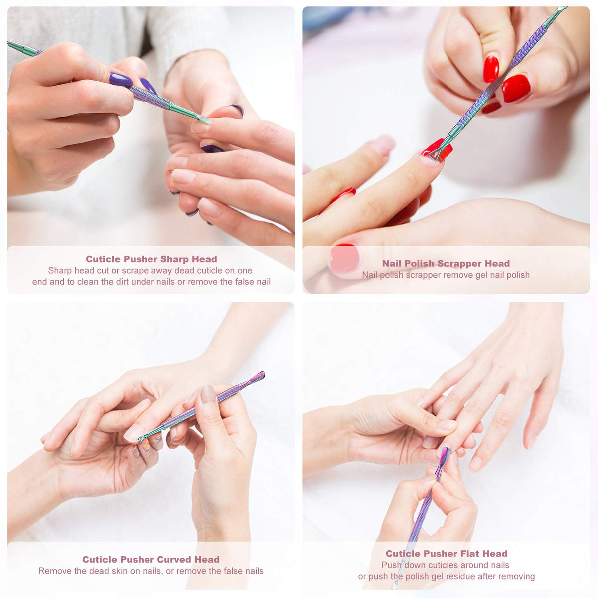 opove cuticle pusher set ergonomic handles close-up