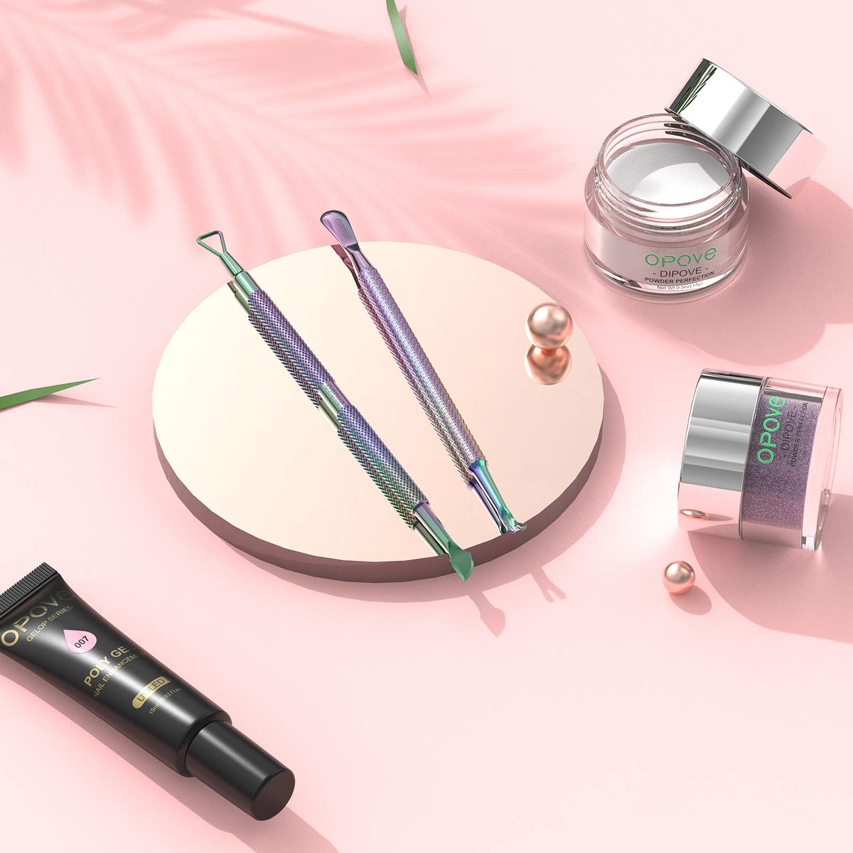 opove cuticle pusher set tools laid out on a surface
