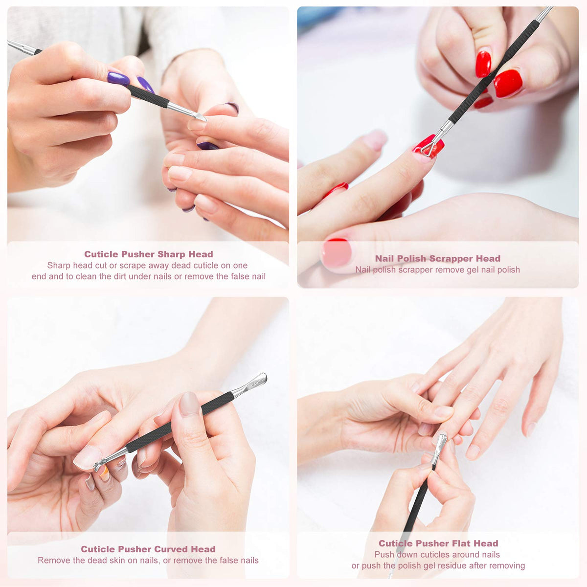 opove Cuticle Pusher Tool Set ergonomic handle close-up