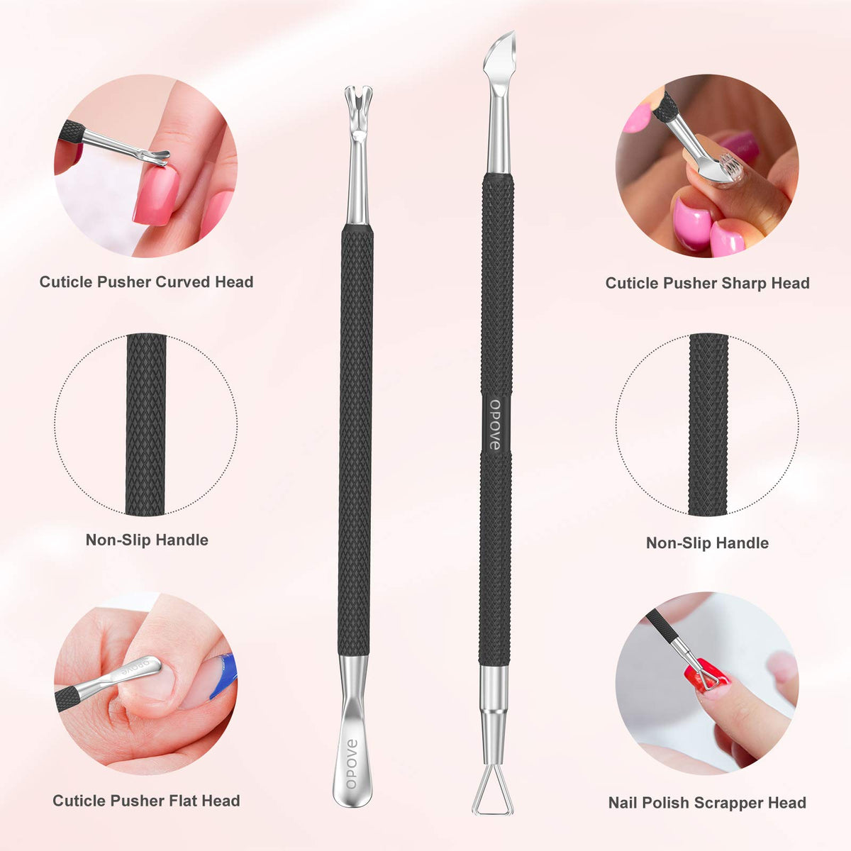 opove Cuticle Pusher Tool Set pointed end for corners