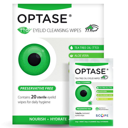 Optase Eyelid Cleansing Wipes front view packaging
