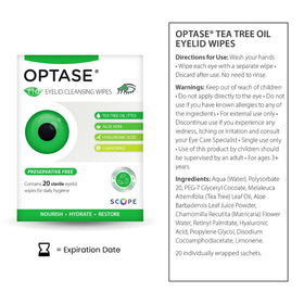 Optase Eyelid Cleansing Wipes individual wipe close-up