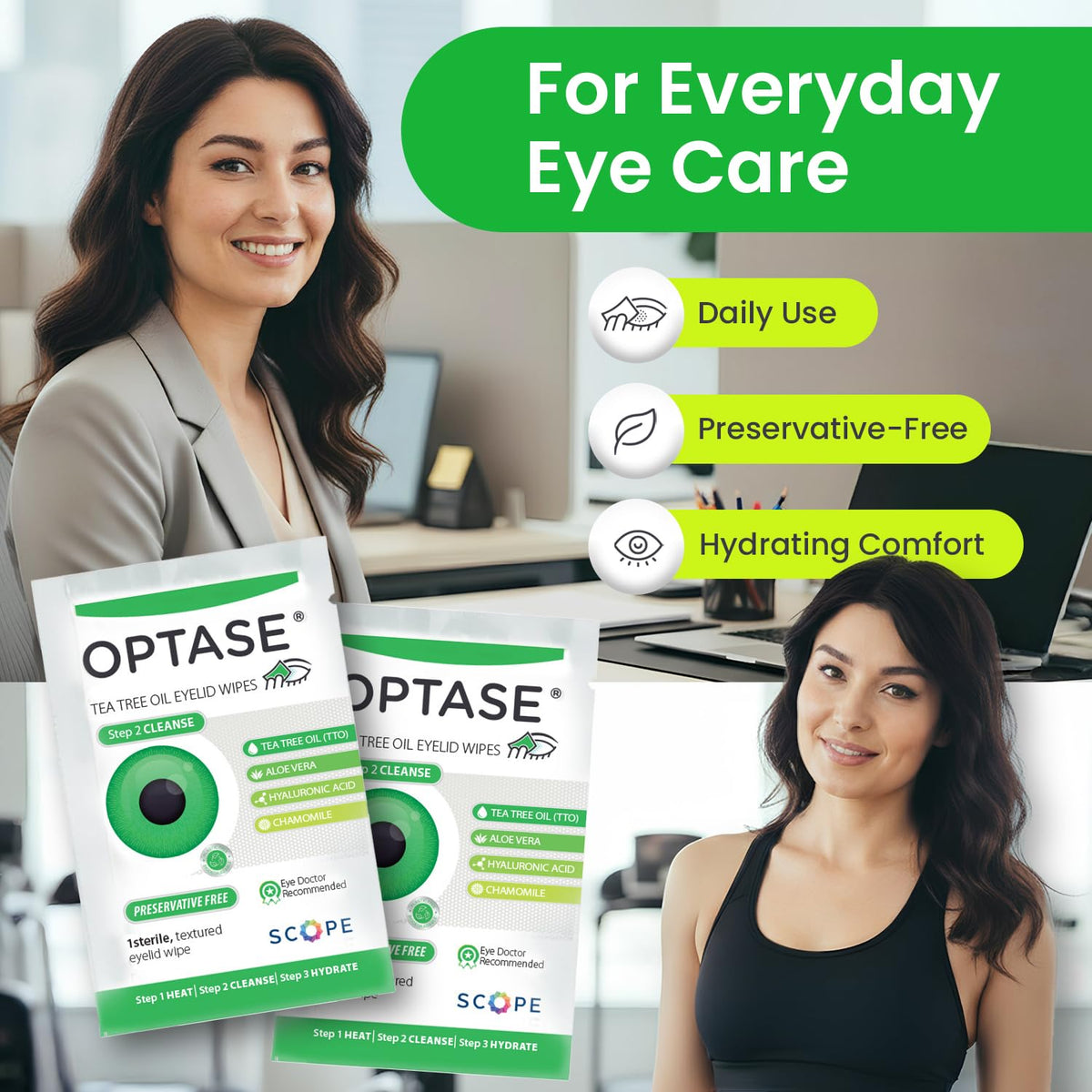 Optase Eyelid Cleansing Wipes opened showing wipe