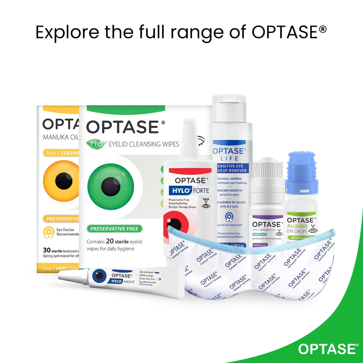 Optase Eyelid Cleansing Wipes with ingredients list