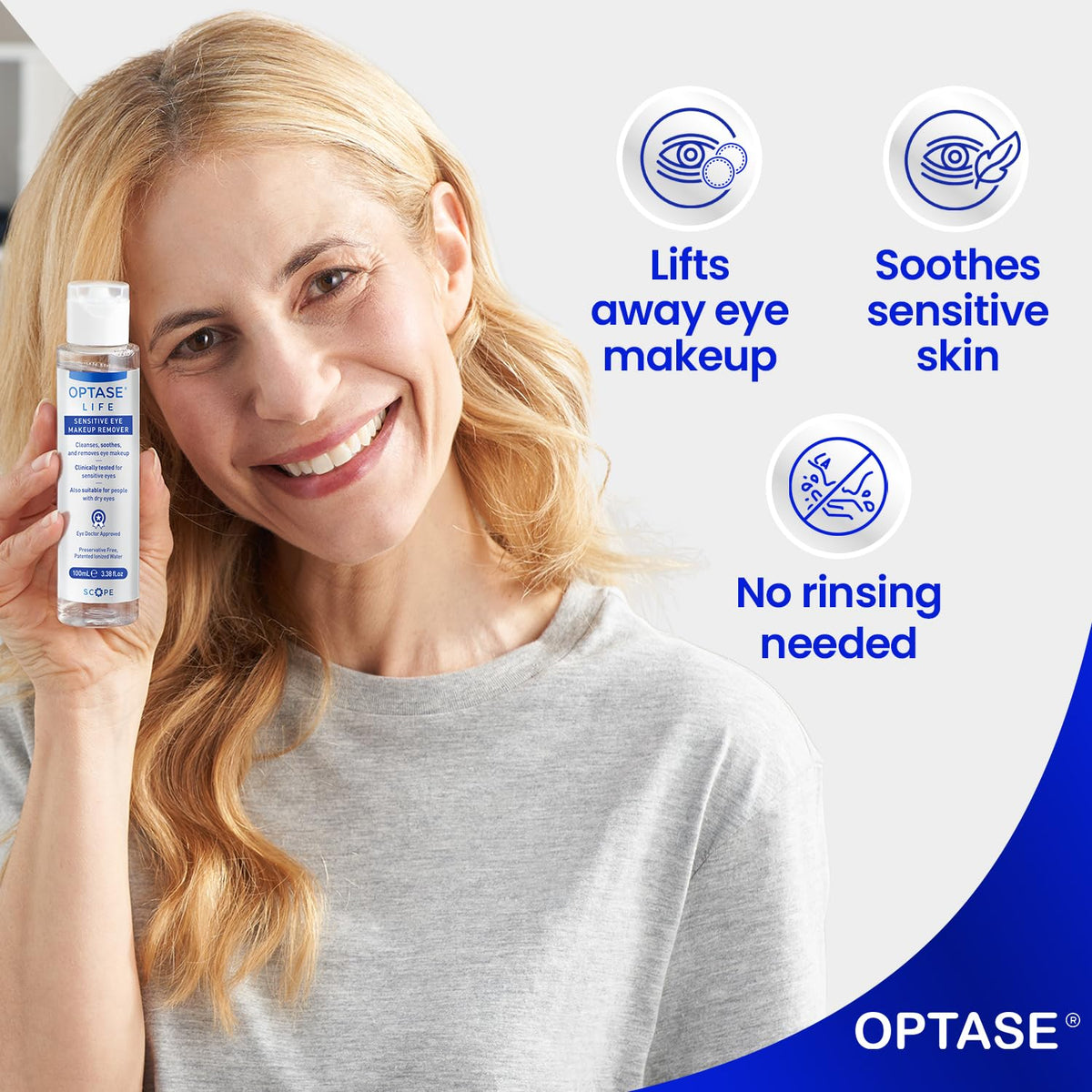 Optase Life Sensitive Eye Makeup Remover 100ml side view