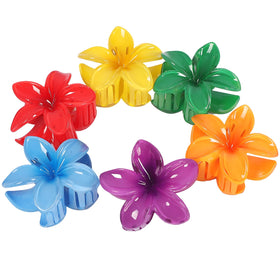 Orange flower claw clip with floral design