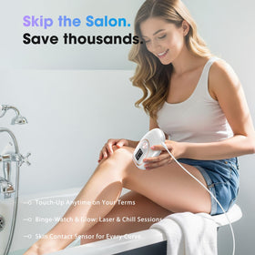 Oreeth IPL Laser Hair Removal Device in use on leg