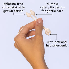 Organic cotton swabs being used for nail polish removal