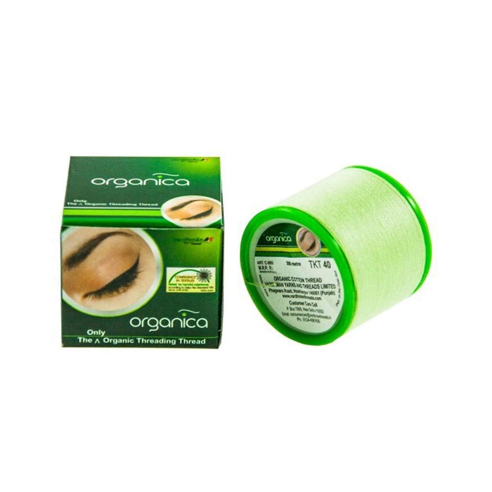 ORGANICA Organic Cotton Eyebrow Threading Thread green spool close-up