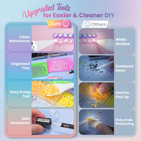 Organised diamond art kit with rhinestones and accessories