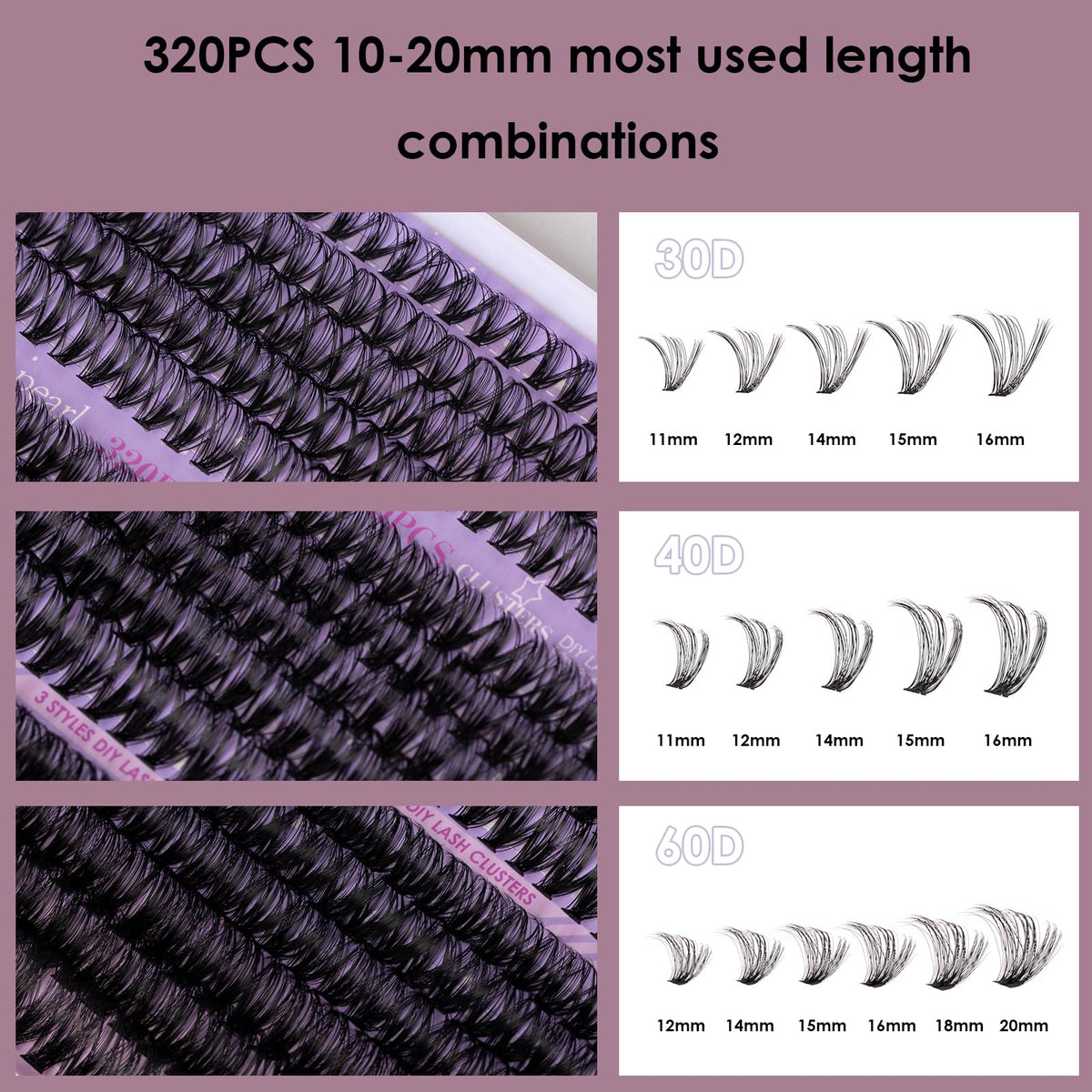 Organised tray of Ocean Pearl Lash Clusters for easy selection