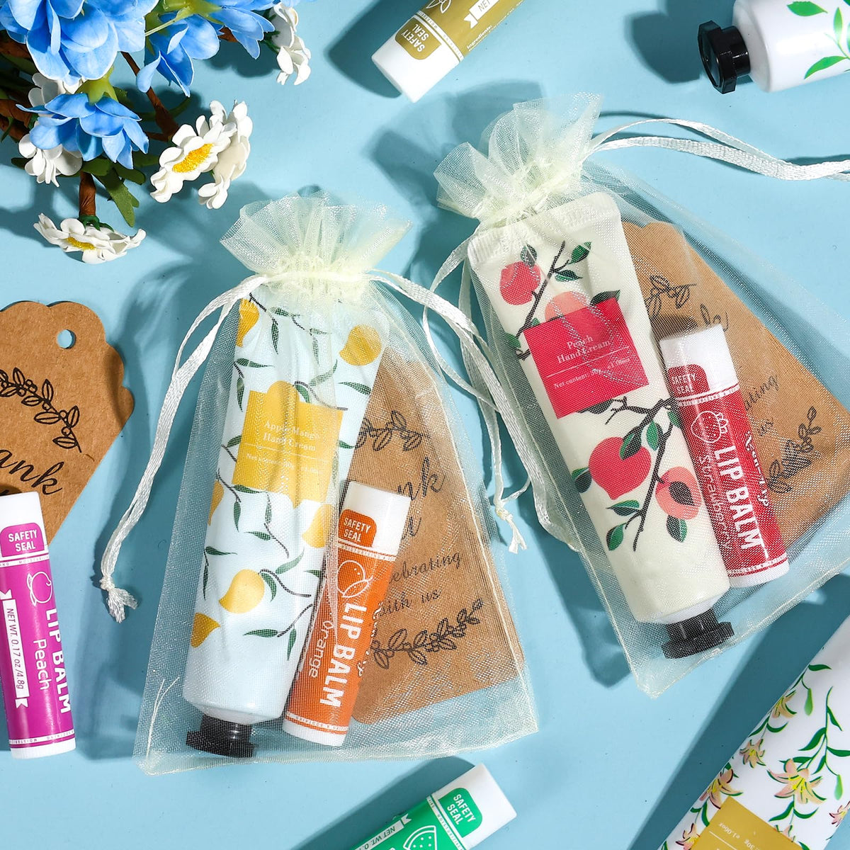 Organza bags and thank-you labels included