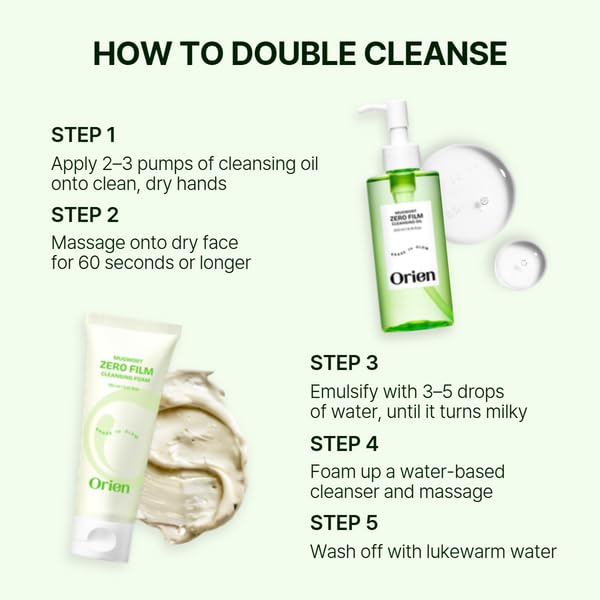 Orien Mugwort Cleansing Foam with a towel