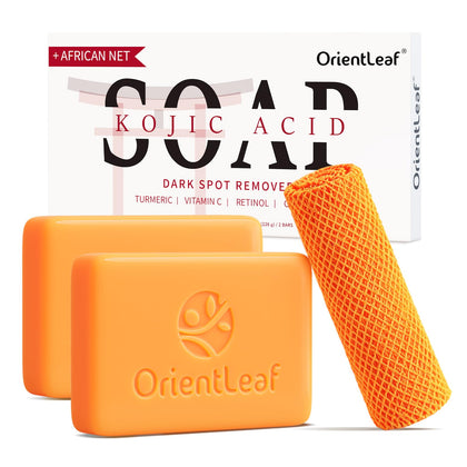 ORIENTLEAF Kojic Acid Soap 4oz bar with African sponge net
