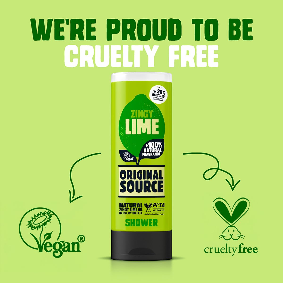 ORIGINAL SOURCE Lime Shower Gel 250 ml side view