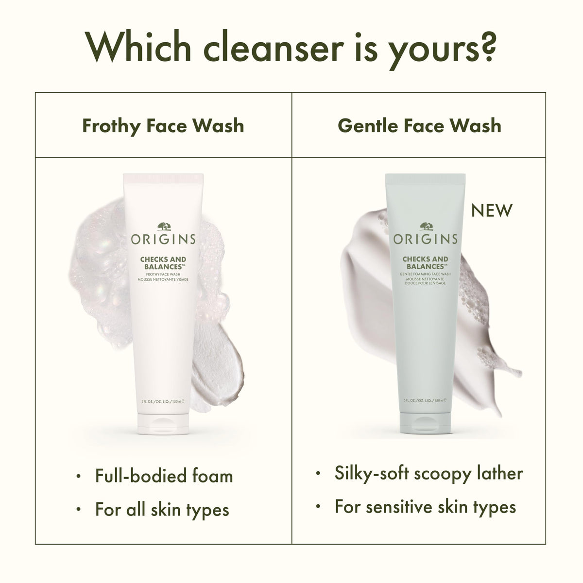 Origins Checks and Balances Foaming Face Wash with a clean towel
