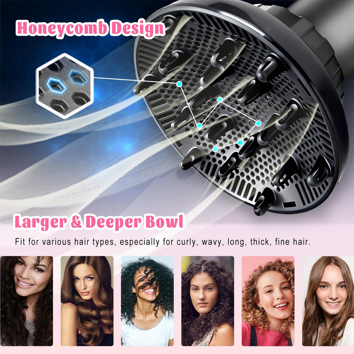 Orista Finds Universal Hair Diffuser showing honeycomb design