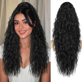 ORSUNCER 22-inch Curly Ponytail Extension front view, Black