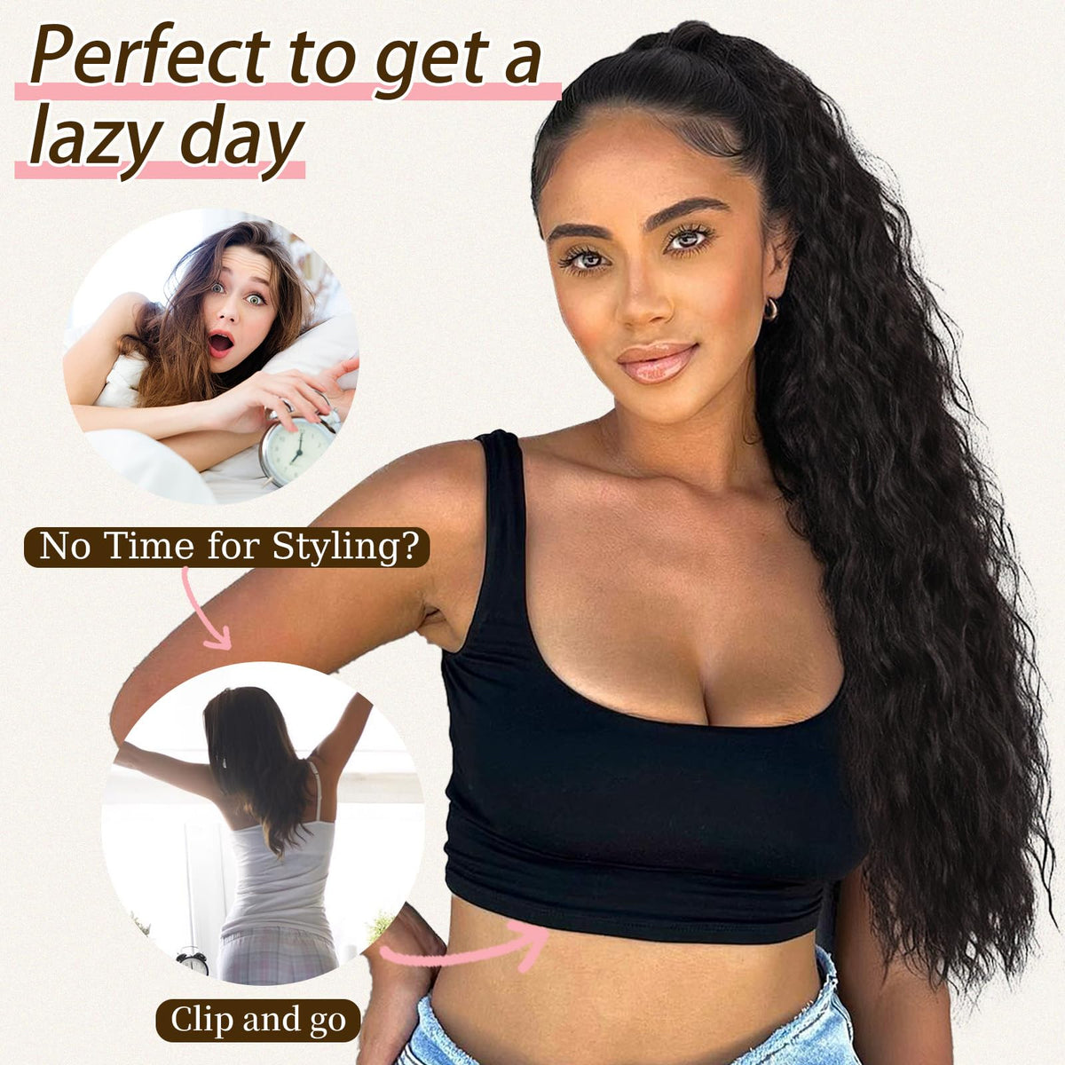 ORSUNCER 26" Curly Ponytail Extension in packaging