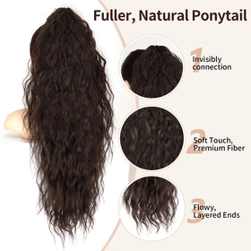 ORSUNCER 26" Curly Ponytail Extension showing claw clip