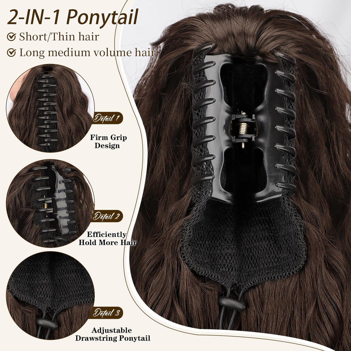 ORSUNCER 26" Curly Ponytail Extension side view