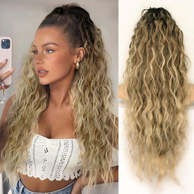 ORSUNCER 26-inch curly ponytail extension front view