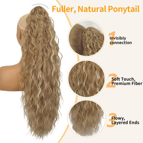 ORSUNCER 30" Curly Ponytail Extension back view