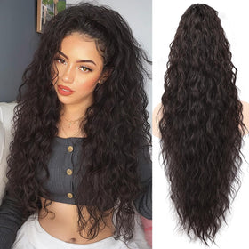 ORSUNCER 30-inch Claw Long Wavy Ponytail Extension in Black Brown