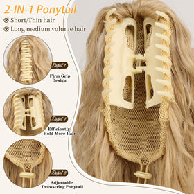 ORSUNCER Ponytail Extension Claw Clip curly hairpiece worn in a casual hairstyle