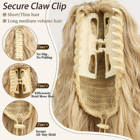 ORSUNCER ponytail extension close-up of claw clip