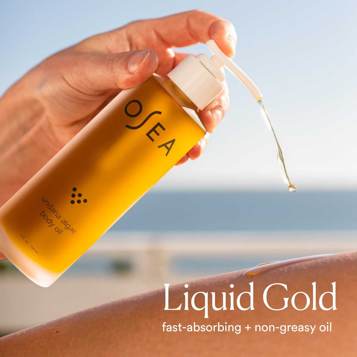 OSEA Undaria Algae Body Oil 5 oz application on skin