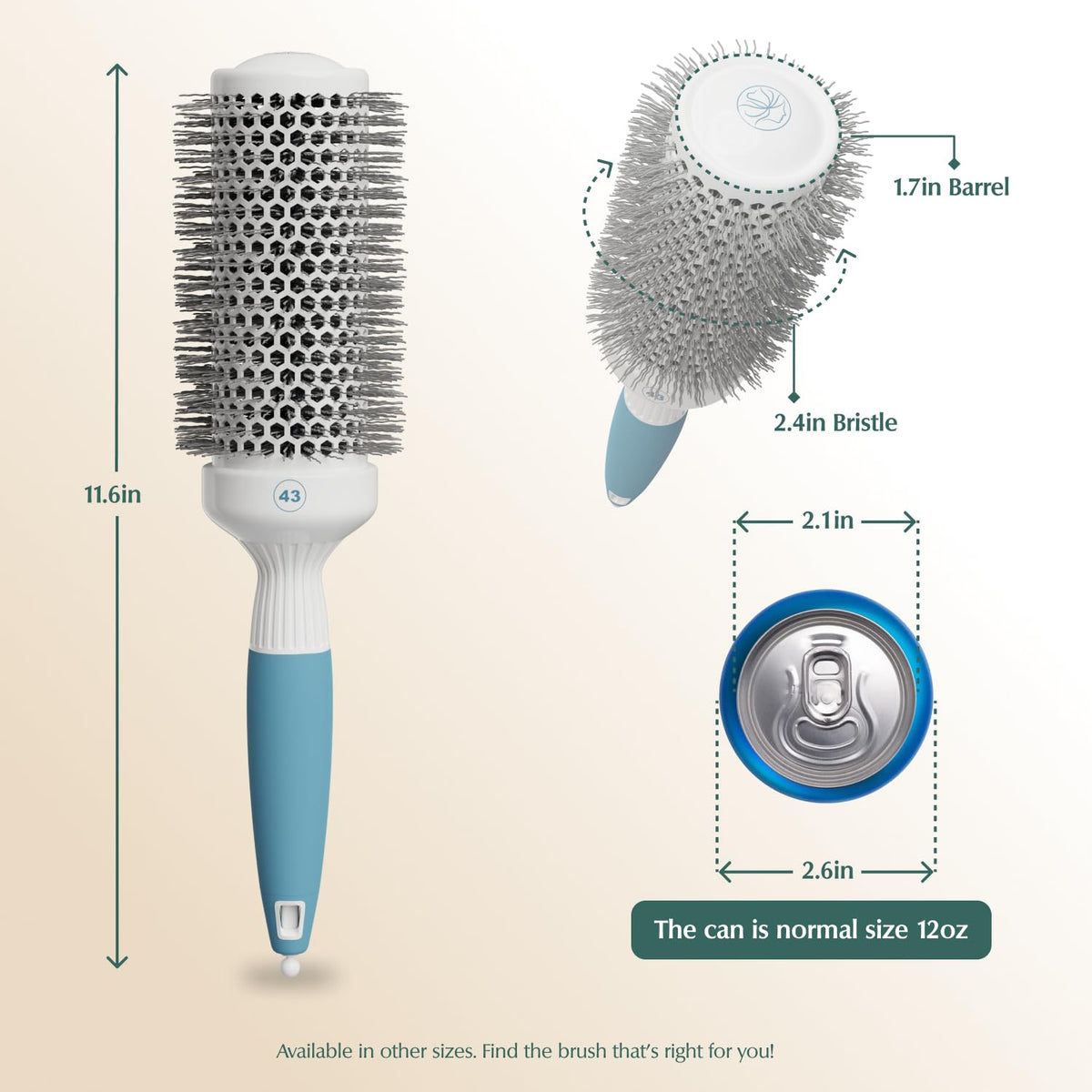Osensia Medium Round Brushing Brush showing bristles and barrel size