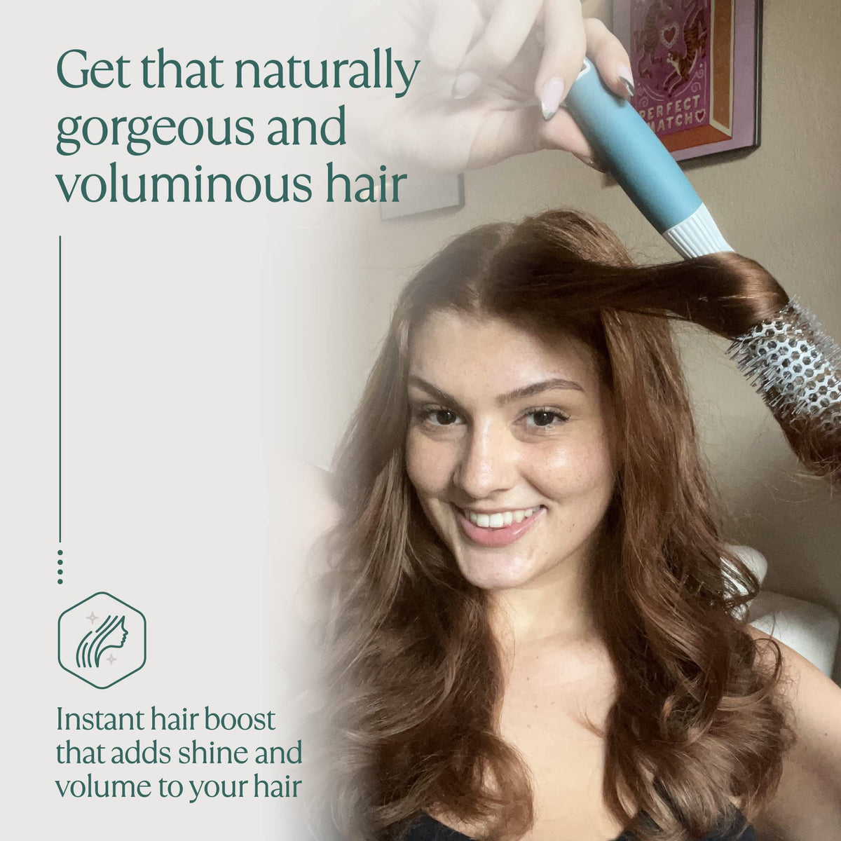 Osensia Round Brush demonstrating styling on hair