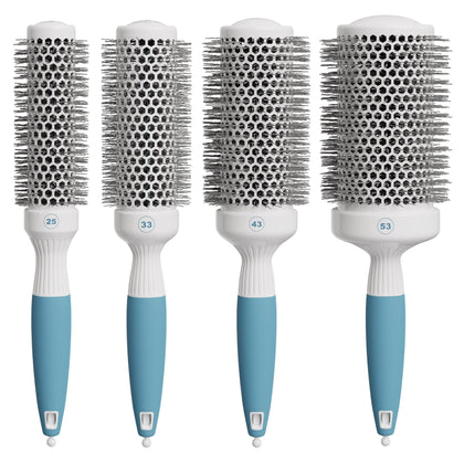 Osensia Round Brush Set with four different barrel sizes in travel bag