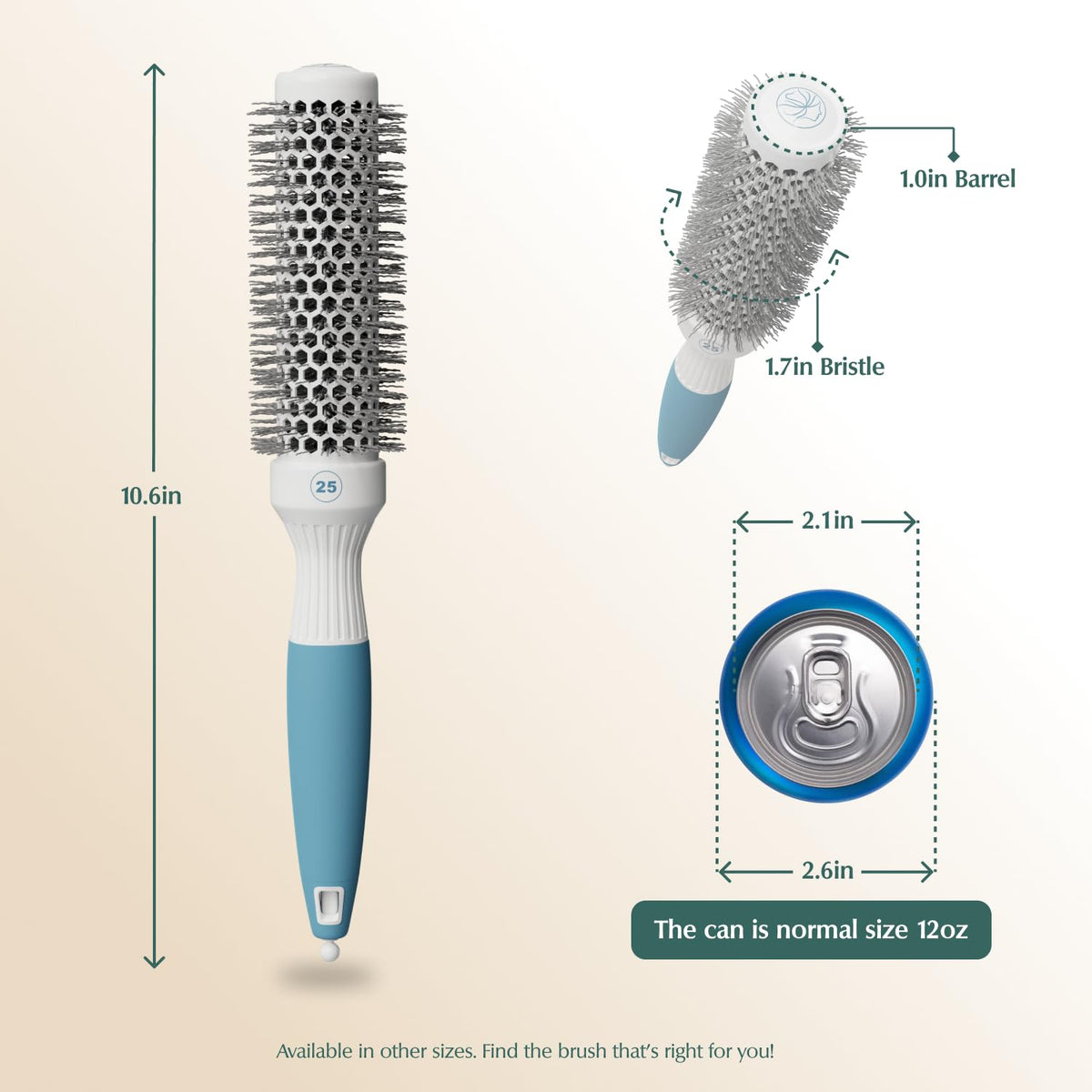 Osensia Round Brush showing bristles and ergonomic handle
