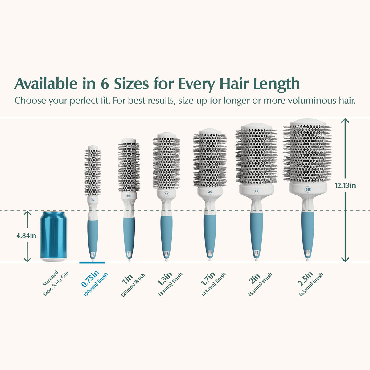 Osensia Small Round Brush 0.75 inch with ergonomic handle