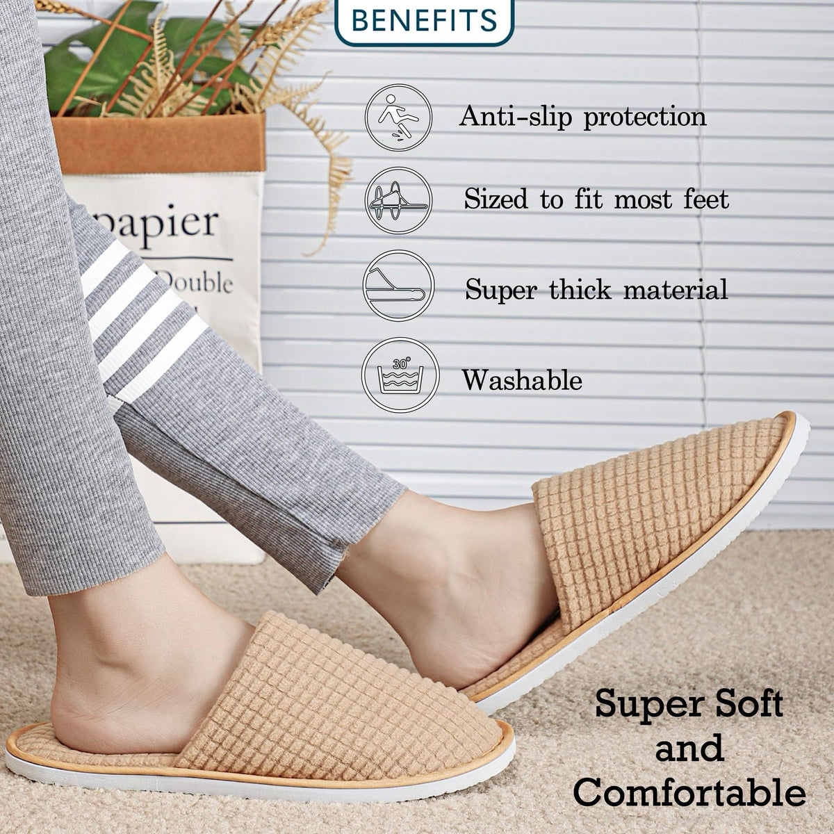 OSTADARRA Spa Slippers in use on a bathroom floor
