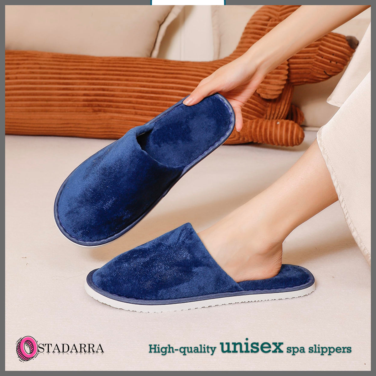 OSTADARRA Spa Slippers in various sizes laid out