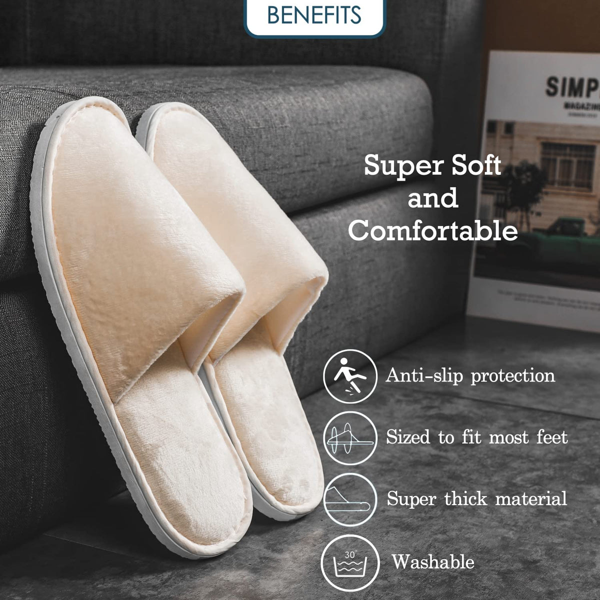 OSTADARRA Spa Slippers on a bathroom floor