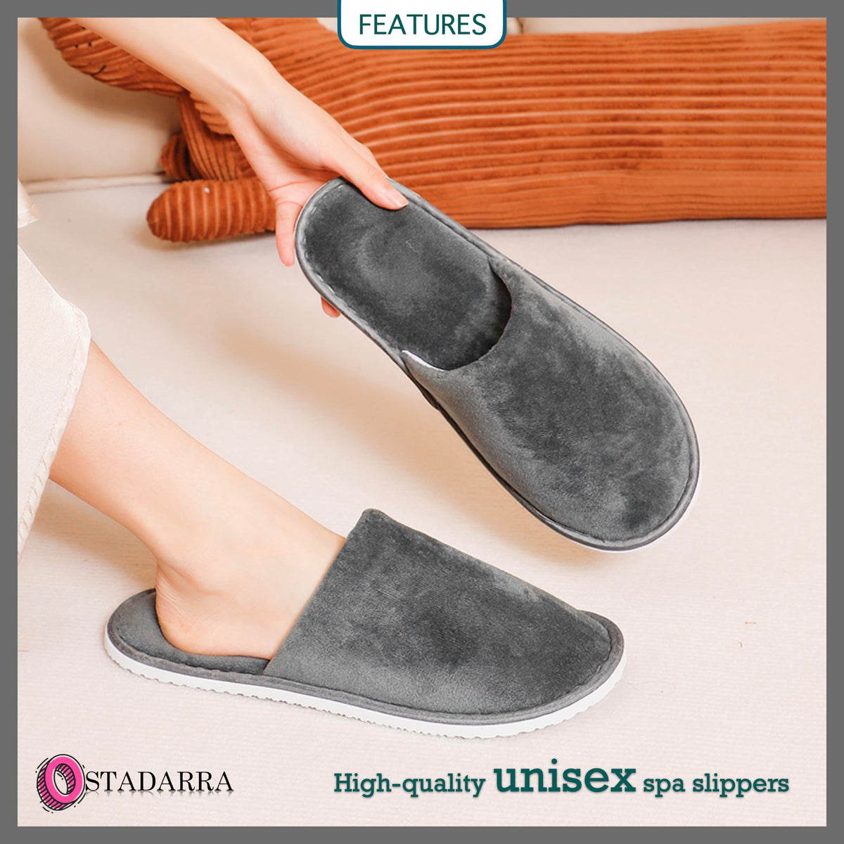 OSTADARRA Spa Slippers side view showing EVA sole